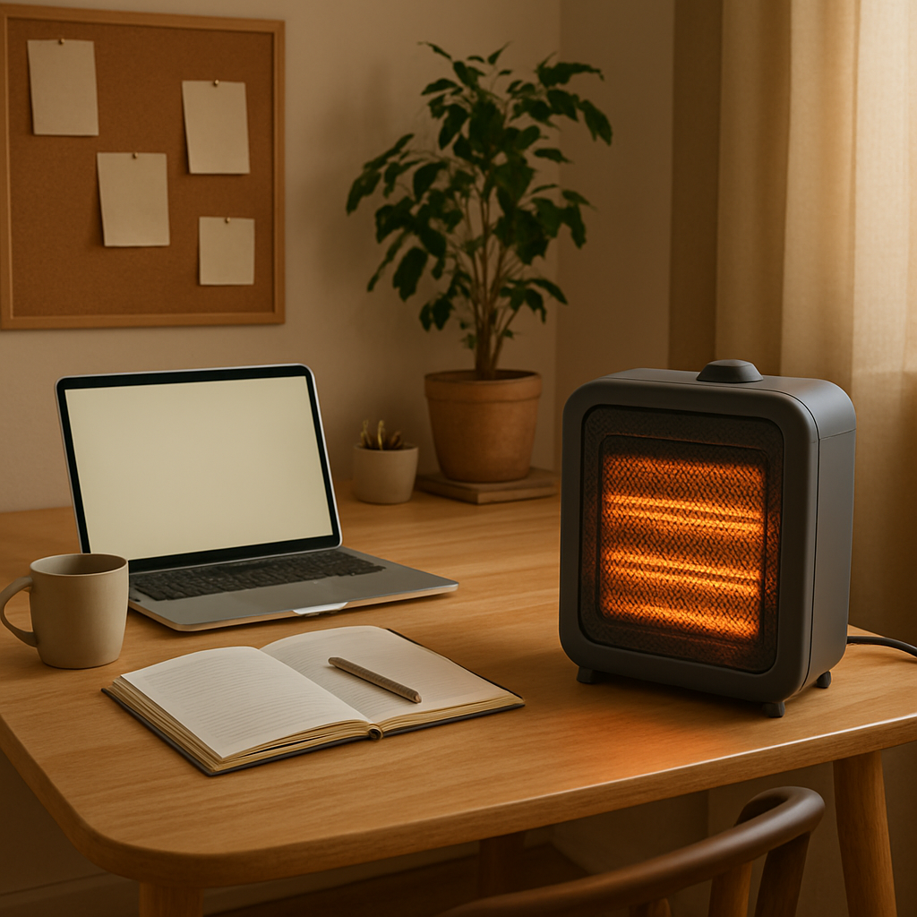 Safe Clearance portable heater workspace scene