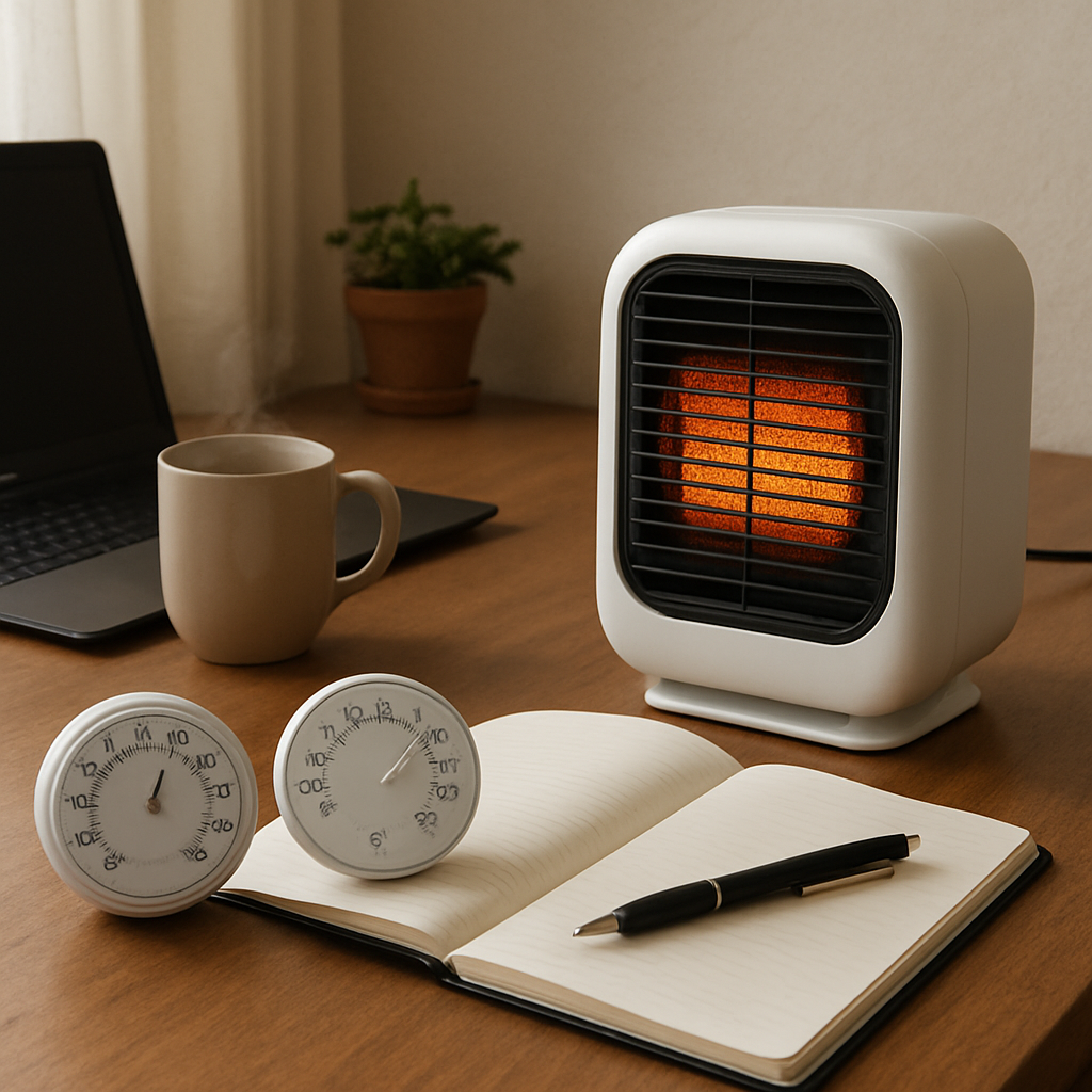 Thermostats portable heater workspace scene